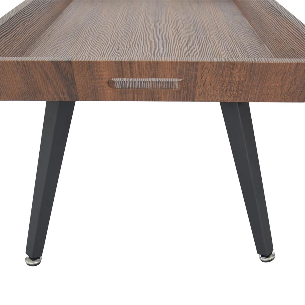 Rectangular Wooden Coffee Table with Tray Top and Metal Legs, Brown and Black - UPT-266257