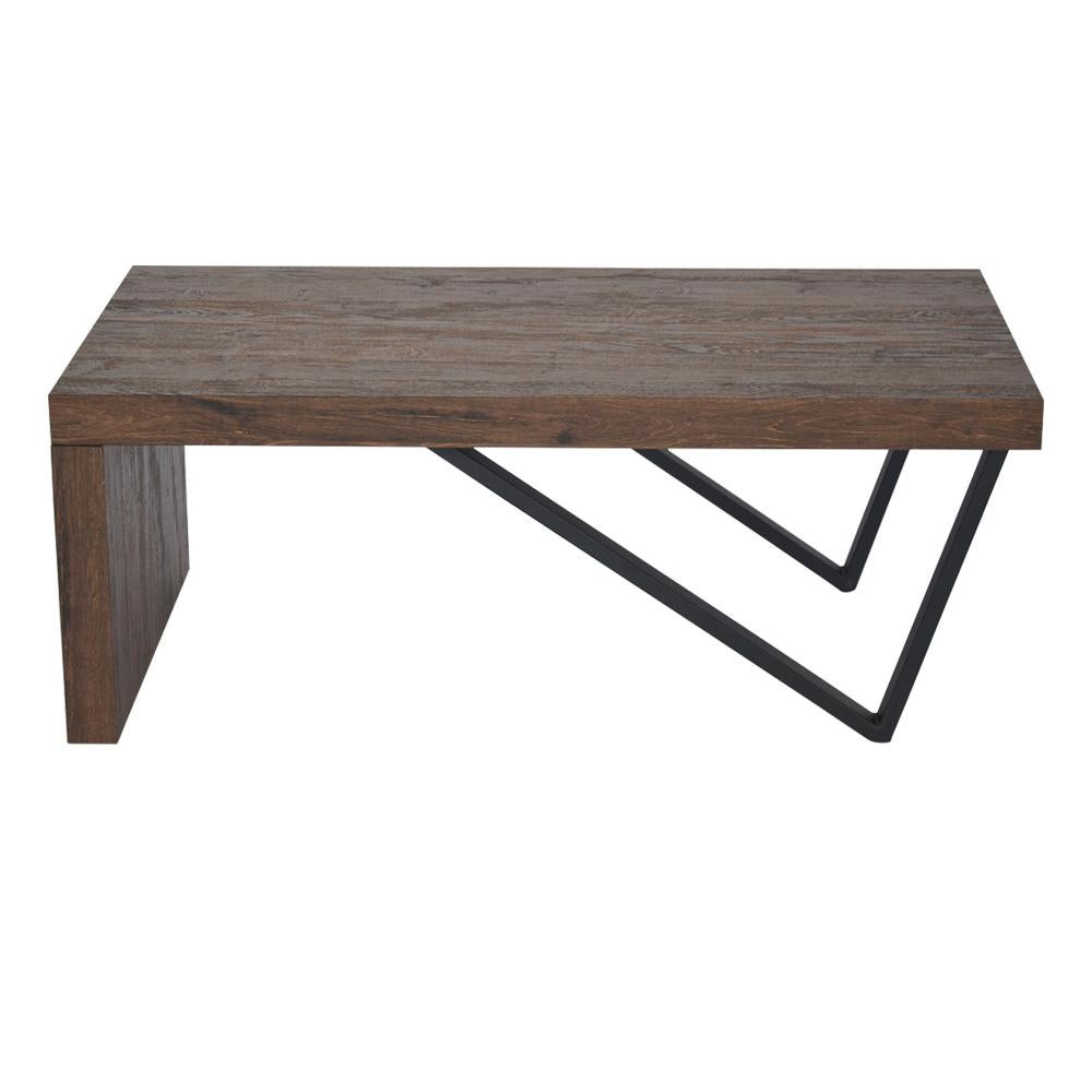 Rectangular Wooden Coffee Table with V Shape Legs, Natural Brown Sonoma and Black - UPT-266258