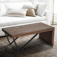 Rectangular Wooden Coffee Table with V Shape Legs, Natural Brown Sonoma and Black - UPT-266258