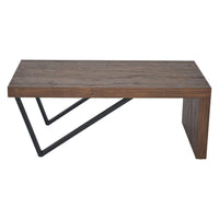 Rectangular Wooden Coffee Table with V Shape Legs, Natural Brown Sonoma and Black - UPT-266258