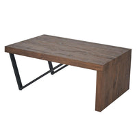 Rectangular Wooden Coffee Table with V Shape Legs, Natural Brown Sonoma and Black - UPT-266258