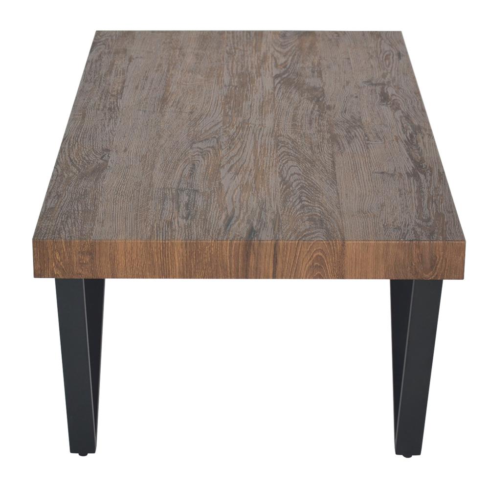 Rectangular Wooden Coffee Table with V Shape Legs, Natural Brown Sonoma and Black - UPT-266258