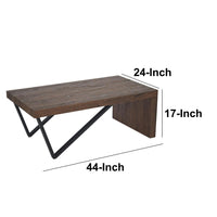 Rectangular Wooden Coffee Table with V Shape Legs, Natural Brown Sonoma and Black - UPT-266258