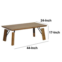 Rectangular Wooden Coffee Table with Block Legs, Natural Brown - UPT-266259