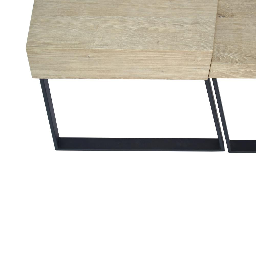 Rectangular Wooden Coffee Table with Metal Frame, Oak Brown and Black - UPT-266260