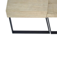 Rectangular Wooden Coffee Table with Metal Frame, Oak Brown and Black - UPT-266260