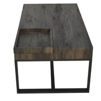 Rectangular Wooden Coffee Table with Hidden Storage and Metal Sled Base, Gray and Black - UPT-266261