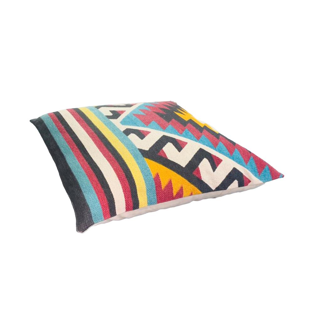 24 x 24 Square Cotton Accent Throw Pillows, Geometric Aztec Pattern, Set of 2, Multicolor - UPT-268960