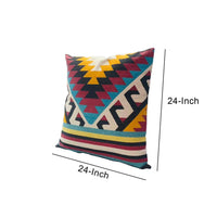 24 x 24 Square Cotton Accent Throw Pillows, Geometric Aztec Pattern, Set of 2, Multicolor - UPT-268960