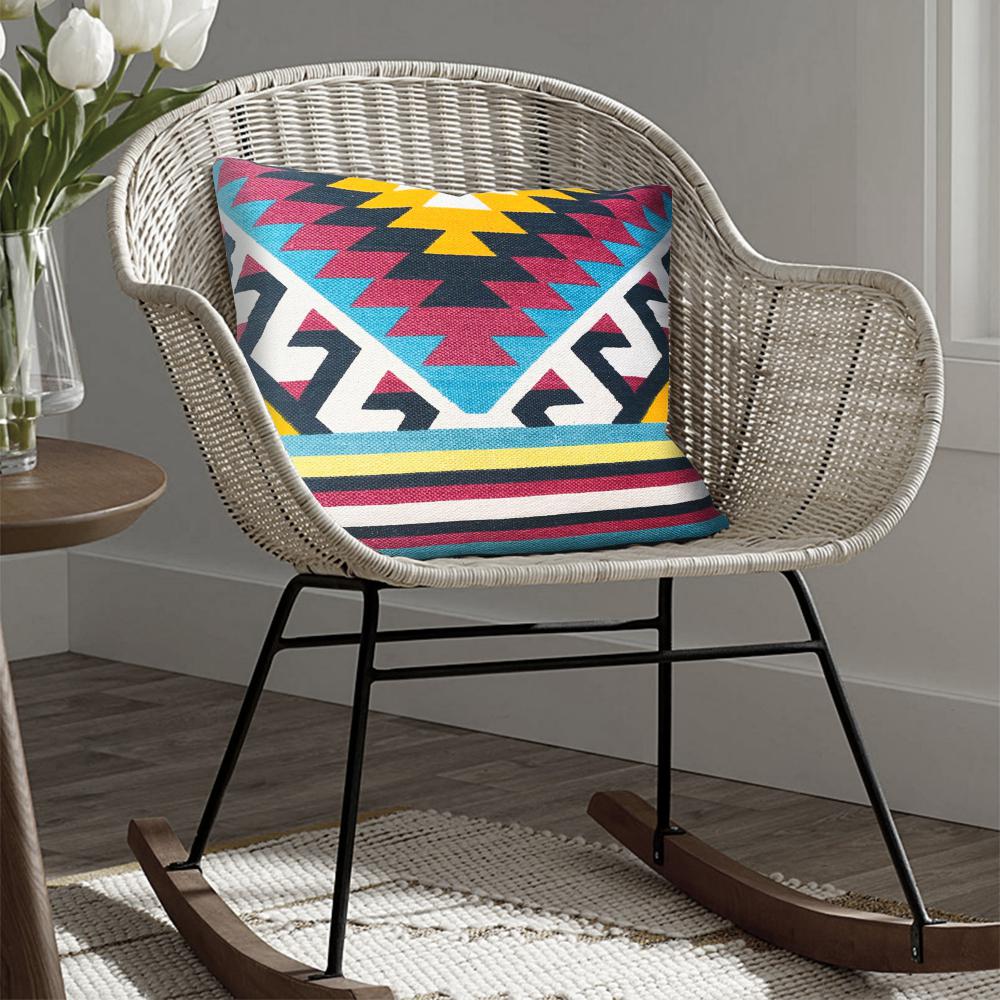 24 x 24 Square Cotton Accent Throw Pillows, Geometric Aztec Pattern, Set of 2, Multicolor - UPT-268960