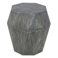 Ashton 22 Inch Mango Wood Side End Table, Octagonal, Faceted, Chiseled Edges, Rustic Gray - UPT-270561