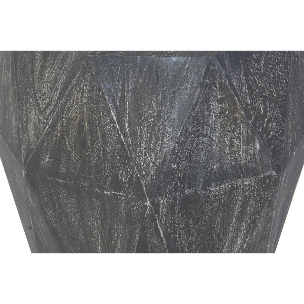 Ashton 22 Inch Mango Wood Side End Table, Octagonal, Faceted, Chiseled Edges, Rustic Gray - UPT-270561