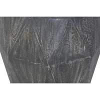 Ashton 22 Inch Mango Wood Side End Table, Octagonal, Faceted, Chiseled Edges, Rustic Gray - UPT-270561