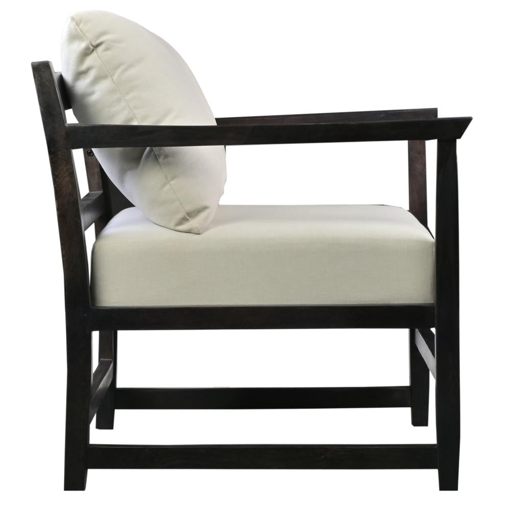 Malibu Accent Chair with Open Wood Frame, Light Gray and Black - UPT-270562