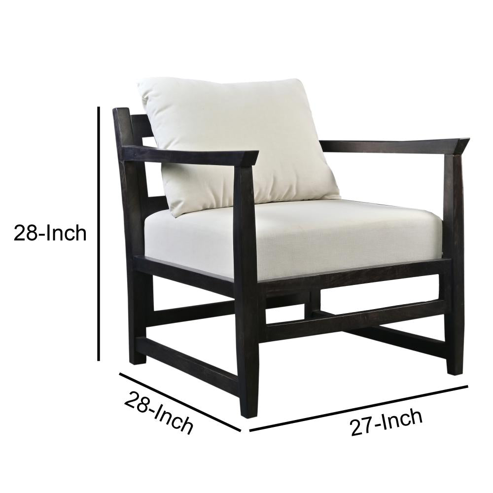 Malibu Accent Chair with Open Wood Frame, Light Gray and Black - UPT-270562