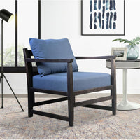 Malibu Accent Chair with Open Wood Frame,  Fabric Seating, Navy Blue and Black - UPT-270563