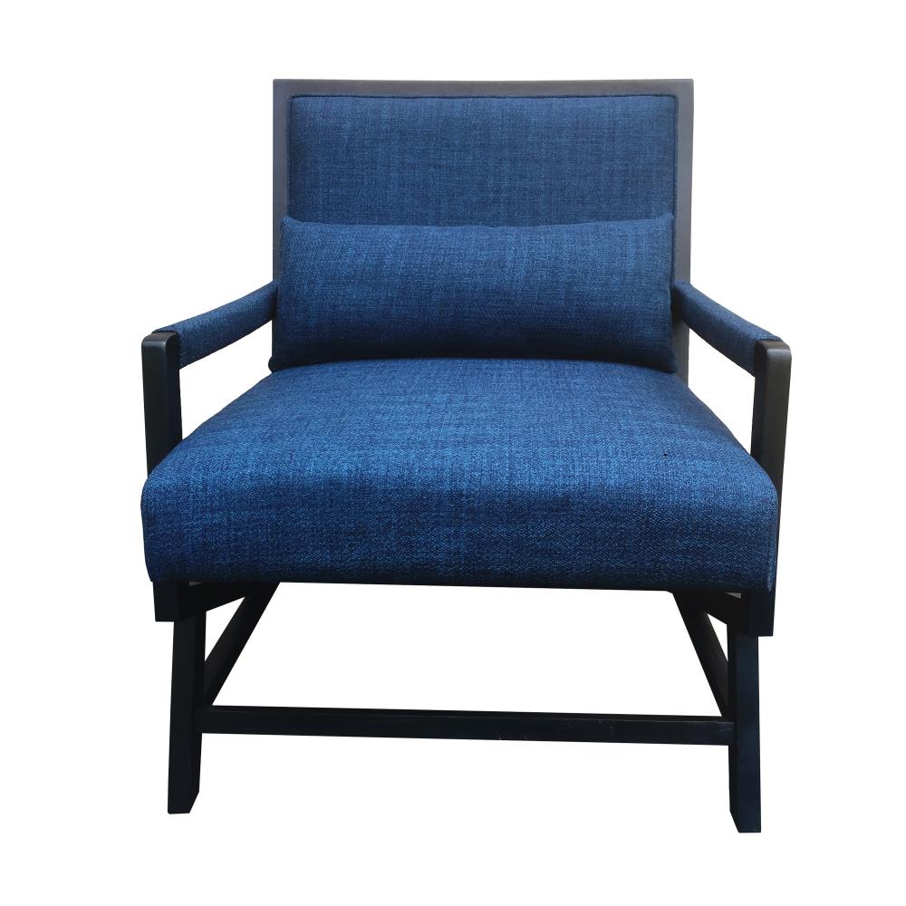 Upholstered Armchair Accent chair with Wood Frame, Set of 2, Blue and Black - UPT-270568