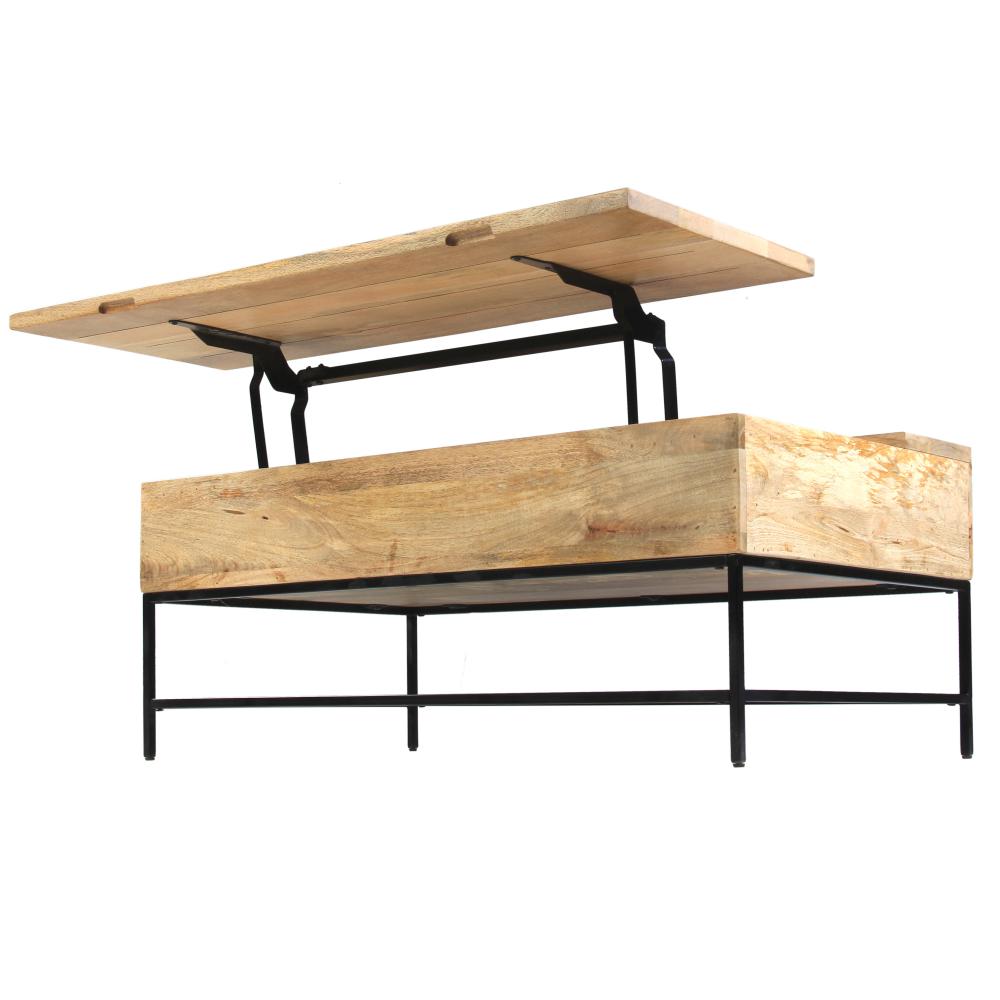 Audrey 45 inch Lift Top Mango Wood Rectangular Coffee Table - Wood and Metal, Natural Brown and Black - UPT-271299