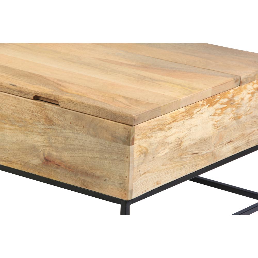 Audrey 45 inch Lift Top Mango Wood Rectangular Coffee Table - Wood and Metal, Natural Brown and Black - UPT-271299