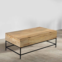 Audrey 45 inch Lift Top Mango Wood Rectangular Coffee Table - Wood and Metal, Natural Brown and Black - UPT-271299