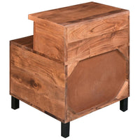 22 Inch Acacia Wood Nightstand, Bedside Table with 2 Drawers and Open Cubby, Walnut Brown - UPT-272520