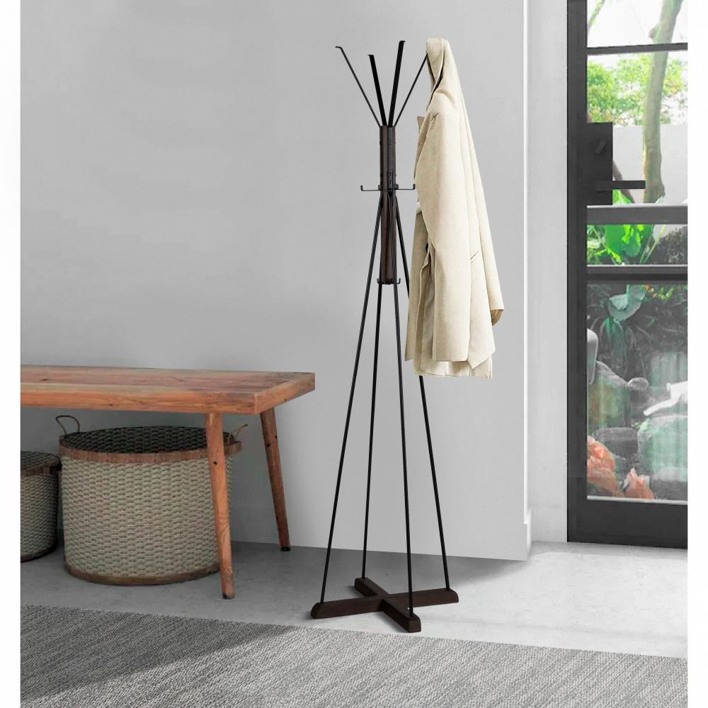 The Urban Port Holly 71 Inch Standing Wooden Coat Rack with